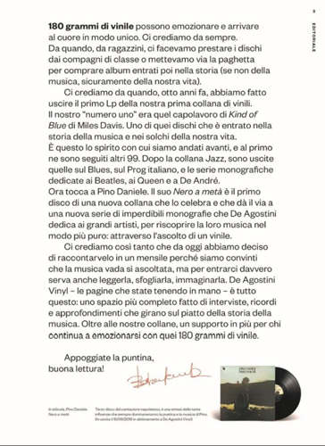 De Agostini Vinyl, il mensile dedicato al vinile approda in edicola. Il  primo numero sarà dedicato a Pino Daniele - Oltre le colonne